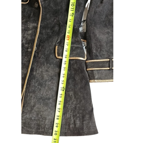 #002 NWOT Marciano French Women's Espresso Leather Button-Front Jacket | Small P - Picture 9 of 10